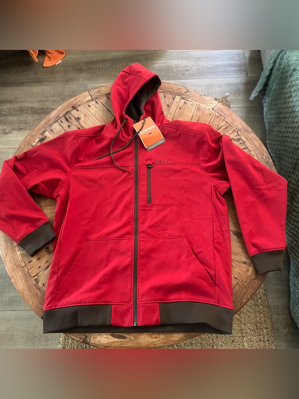 NWT SIMMS ROGUE FLEECE HOODY 2XL Red  UPF Water Resistant Tech Slim Traditiinal